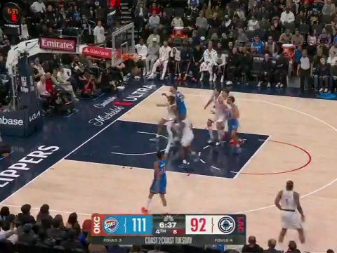 NBA常规赛：雷霆vs快船英文原声全场回放