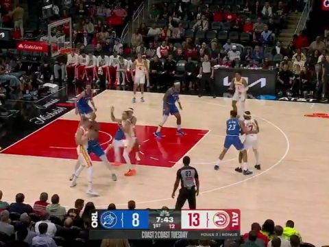 NBA常规赛：魔术vs老鹰第1节中文解说回放