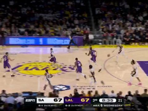 NBA常规赛：马刺vs湖人英文原声全场回放