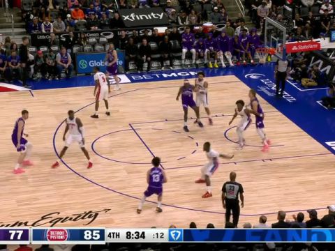 NBA常规赛：爵士vs活塞第4节英文原声回放