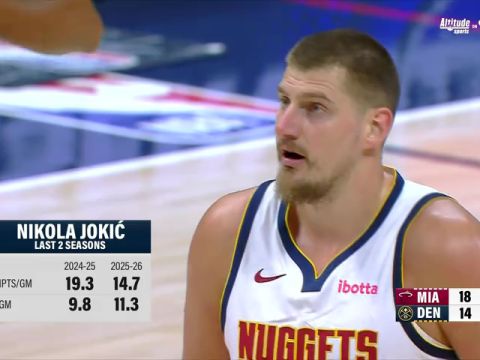 NBA常规赛：热火vs掘金第1节中文解说回放