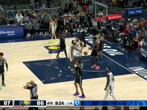 NBA常规赛：篮网vs步行者第4节英文原声回放