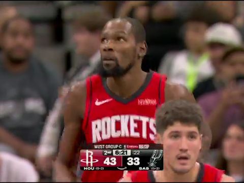 NBA杯小组赛西部C组：火箭vs马刺英文原声全场回放