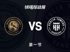 德篮甲常规赛：首节战罢，布伦瑞克以22-14领先汉堡，恩盖桑6+4