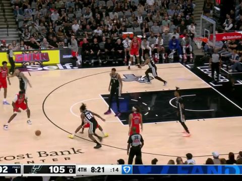 NBA常规赛：鹈鹕vs马刺第4节英文原声回放