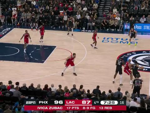 NBA常规赛：太阳vs快船第4节英文原声回放