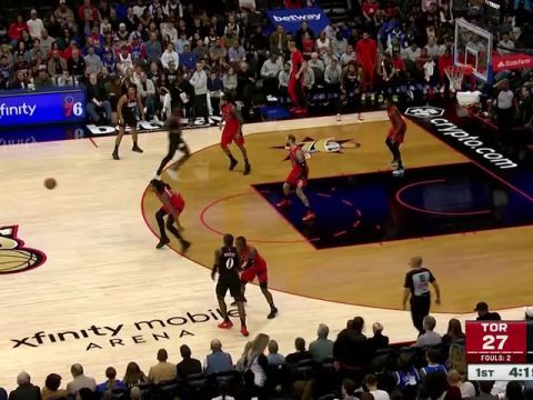 NBA常规赛：猛龙vs76人第1节英文原声回放