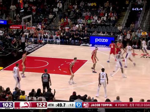 NBA常规赛：湖人vs老鹰第4节中文解说回放