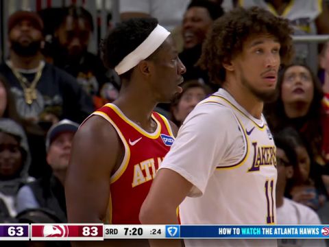 NBA常规赛：湖人vs老鹰第3节中文解说回放