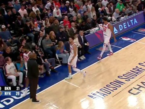 NBA常规赛：篮网vs尼克斯第1节英文原声回放