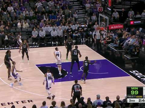 NBA常规赛：森林狼vs国王第3节英文原声回放