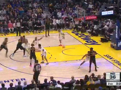 NBA常规赛：步行者vs勇士第2节英文原声回放