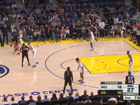 NBA常规赛：步行者vs勇士第2节中文解说回放