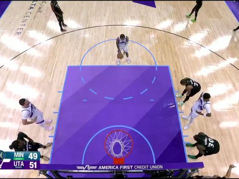 NBA常规赛：森林狼vs爵士第2节英文原声回放