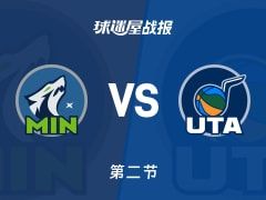 森林狼vs爵士：次节战罢，森林狼53-55爵士，乔治得到16分