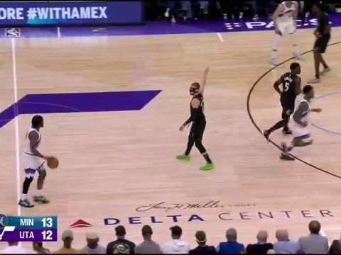 NBA常规赛：森林狼vs爵士第1节英文原声回放