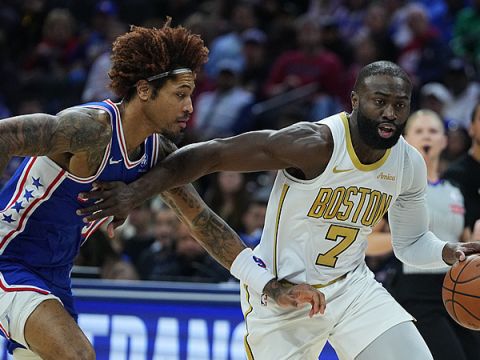 杰伦-布朗vs76人集锦 后发制人拿下24+6+5徒劳无功