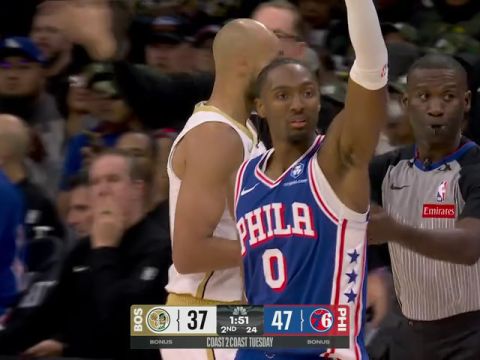 NBA常规赛：凯尔特人vs76人英文原声全场回放