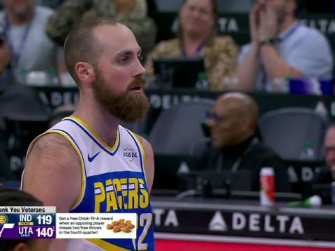 NBA常规赛：步行者vs爵士第4节英文原声回放