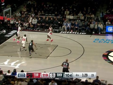 NBA常规赛：猛龙vs篮网第4节英文原声回放