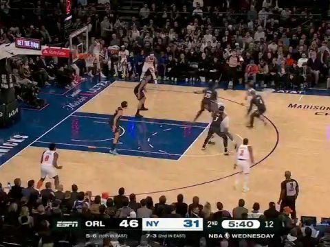 NBA常规赛：魔术vs尼克斯第2节英文原声回放