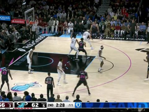 NBA常规赛：骑士vs热火第2节英文原声回放