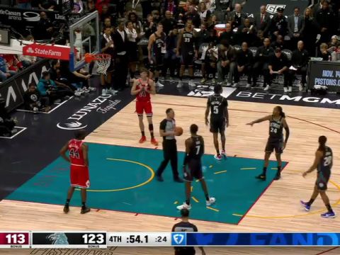 NBA常规赛：公牛vs活塞第4节英文原声回放