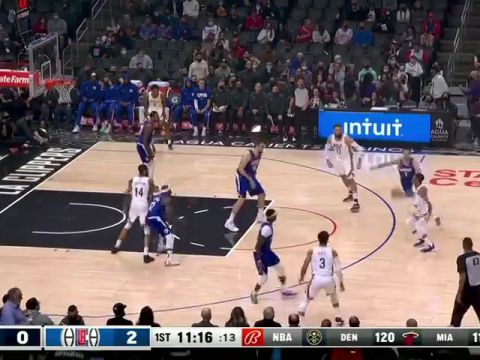 NBA常规赛：掘金vs快船第2节中文解说回放