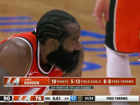 NBA常规赛：掘金vs快船第3节英文原声回放