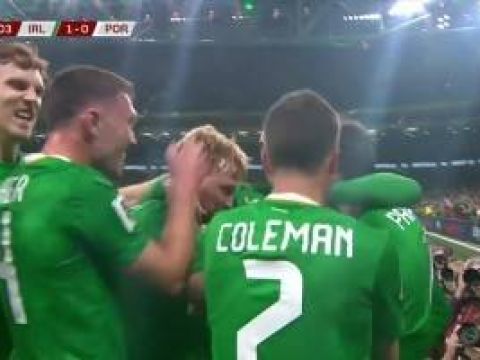 [进球视频] 葡萄牙客场落后！门将科斯塔级失误送角！爱尔兰角球头球接力破门