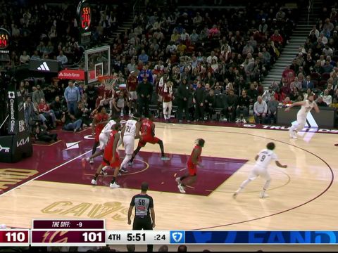 奎克利vs骑士集锦 外线手感火热7投5中拿下25+6助攻