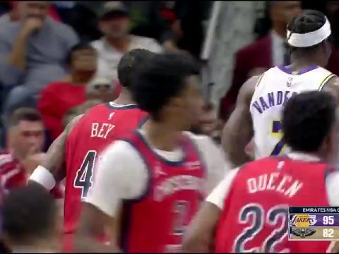 湖人vs鹈鹕第4节英文原声回放