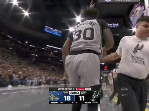 勇士vs马刺第1节英文原声回放