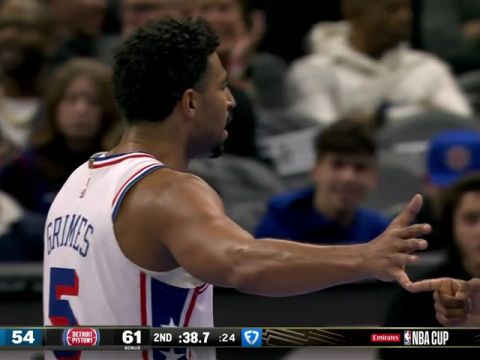 NBA杯小组赛东部B组：76人vs活塞第2节英文原声回放