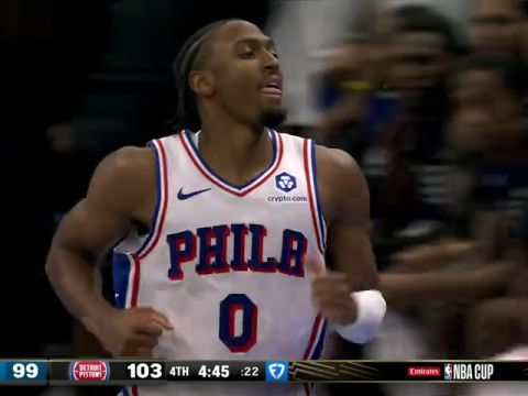 NBA杯小组赛东部B组：76人vs活塞第4节英文原声回放