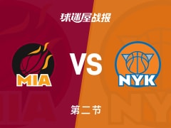 NBA常规赛：半场结束，尼克斯以78-68领先热火，唐斯31+3+2