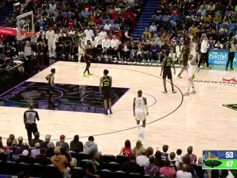 NBA常规赛：勇士vs鹈鹕第2节英文原声回放