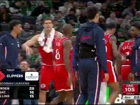 NBA常规赛：快船vs凯尔特人第4节英文原声回放