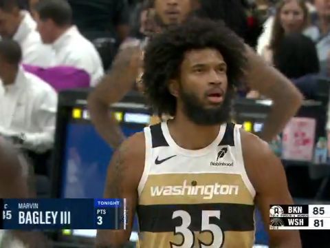 NBA常规赛：篮网vs奇才第3节英文原声回放