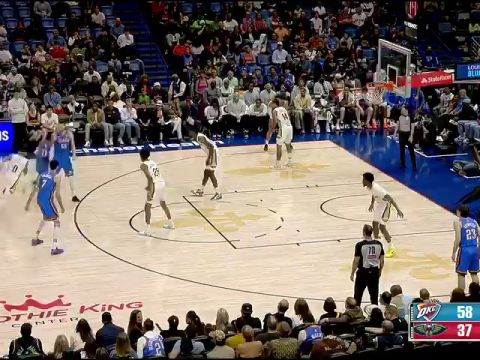 NBA常规赛：雷霆vs鹈鹕第2节英文原声回放