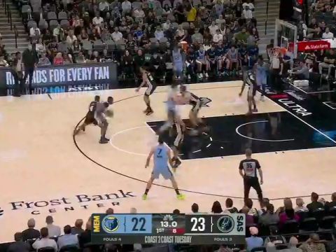 灰熊vs马刺第1节中文解说回放