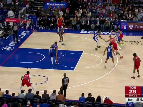 NBA常规赛：猛龙vs76人第1节英文原声回放