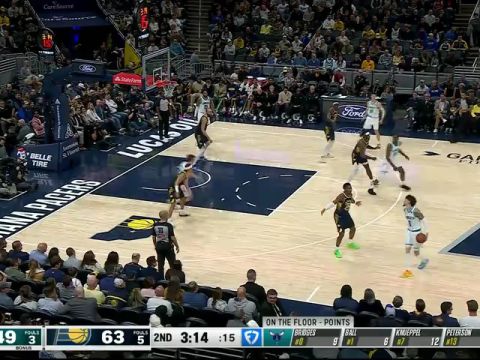 NBA常规赛：黄蜂vs步行者第2节英文原声回放