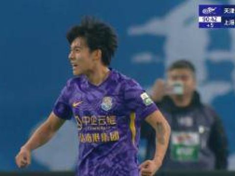 [进球视频]中超首秀即破门！补时李嗣镕头球建功，津门虎1-3扳回一球
