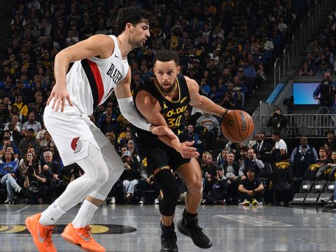 开拓者127-123勇士 阿夫迪亚26+6+14库里空砍38分