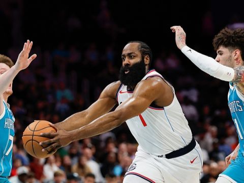 快船vs黄蜂精华回放 哈登飙中10记三分狂砍55分率队取胜