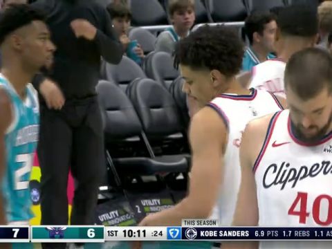 NBA常规赛：快船vs黄蜂第1节英文原声回放