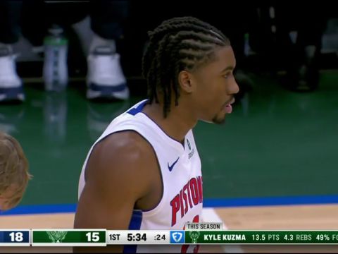 NBA常规赛：活塞vs雄鹿第1节中文解说回放