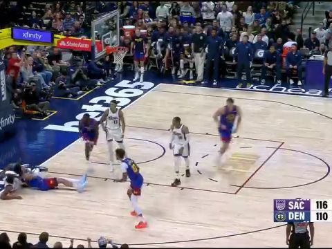 NBA常规赛：国王vs掘金第4节英文原声回放