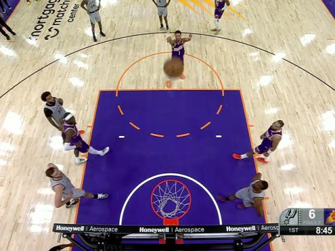 NBA常规赛：马刺vs太阳第1节英文原声回放